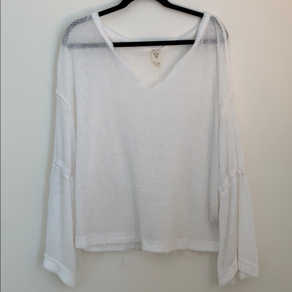 White bell sleeve free people top
